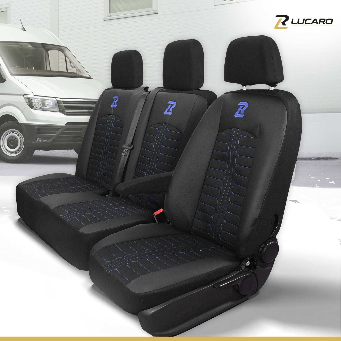 Pokrowce na fotele TORNADO Mercedes Sprinter 3 od 2018 1+2 Czarno - Niebieskie