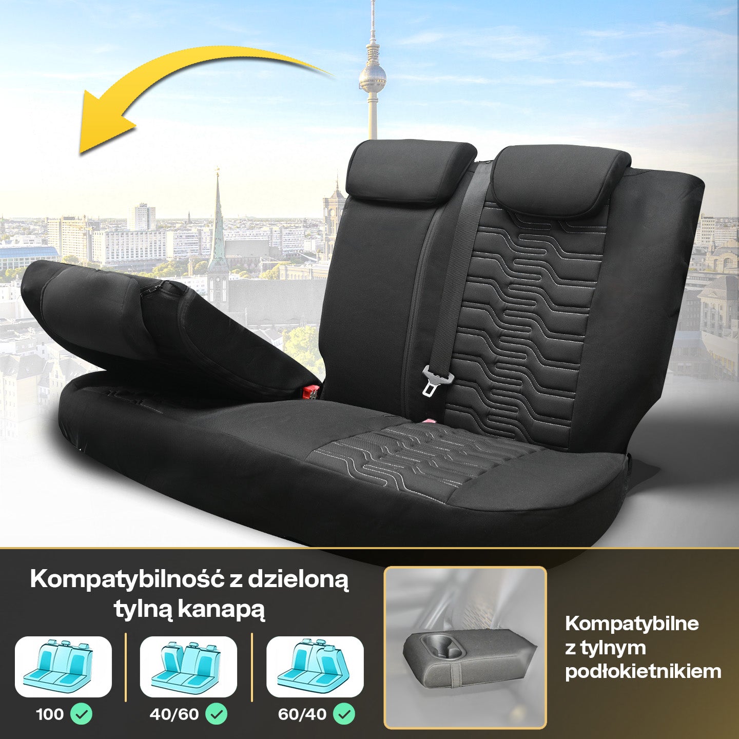BERLIN car seat covers - Black and gray (SET)