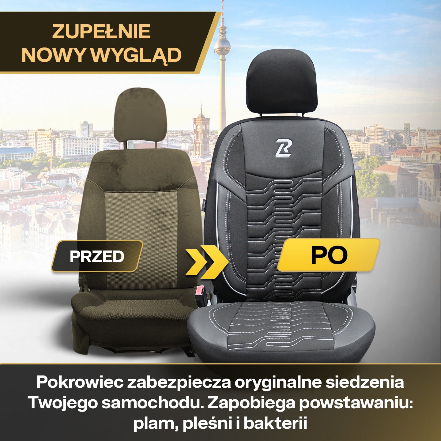 BERLIN car seat covers - Black and gray (SET)
