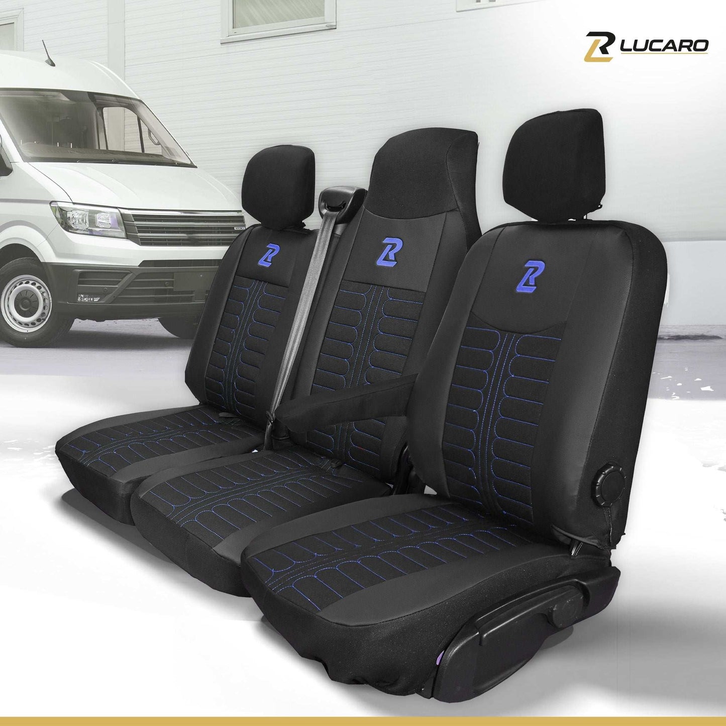 Pokrowce na fotele TORNADO Renault Master 3, Opel Movano B, Nissan NV400 - CZARNO - NIEBIESKI