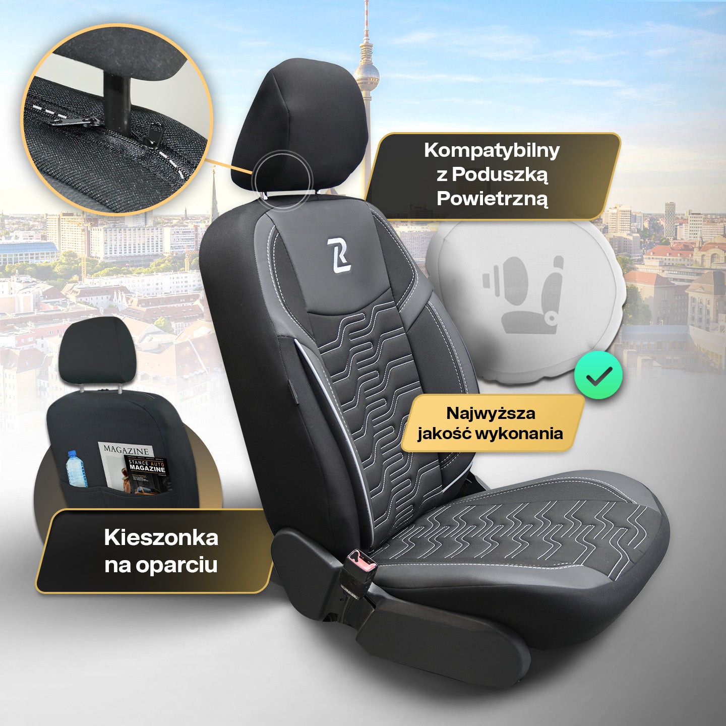 BERLIN car seat covers - Black and gray (SET)