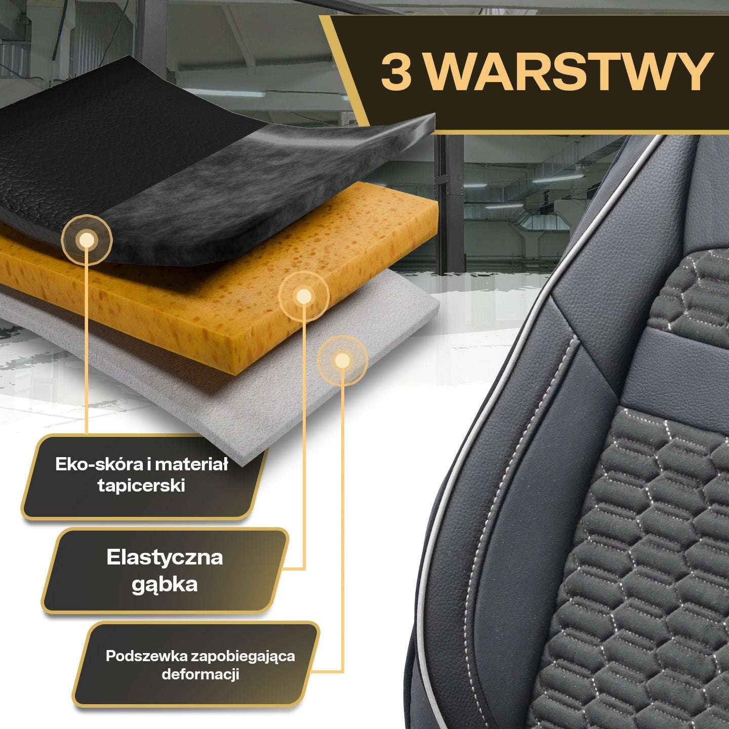 Pokrowce na fotele samochodowe TORO - Czarno szare