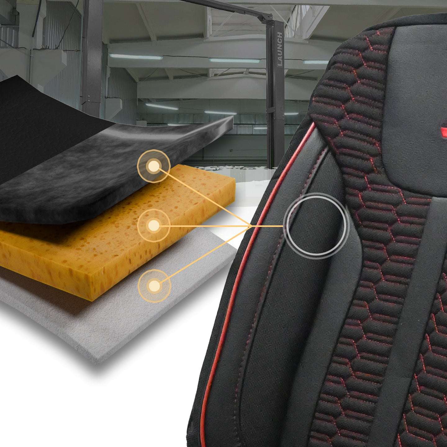 Pokrowce na fotele samochodowe ZETA - Czarno czerwone (Komplet)