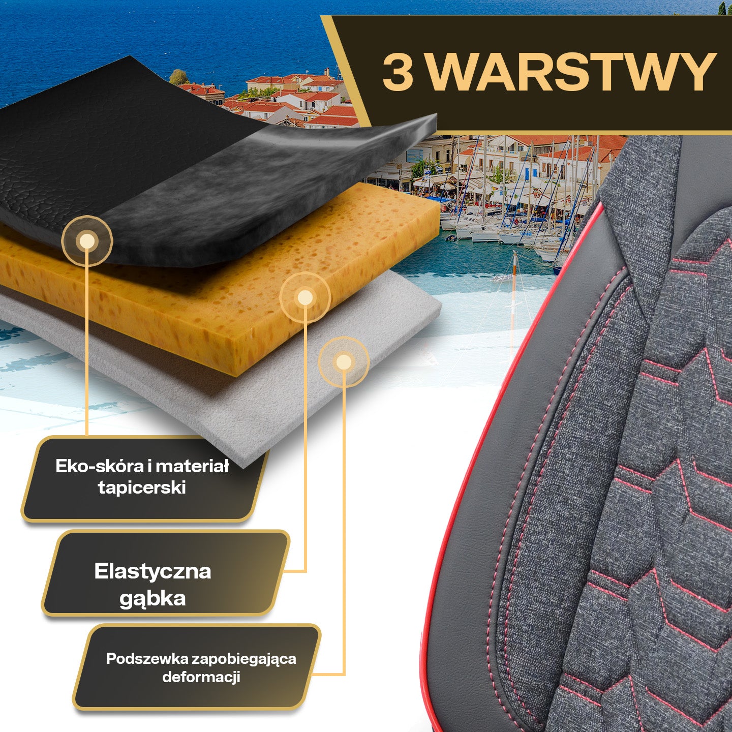 KOS car seat covers - Black and red