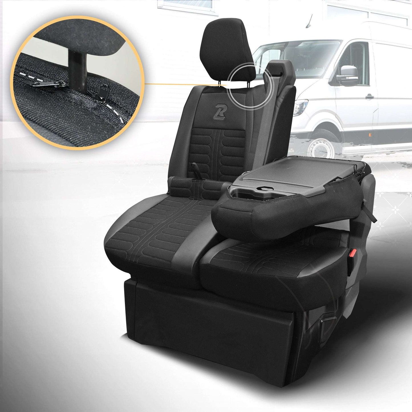 Pokrowce na fotele TORNADO Renault Master 4, Nissan Interstar 3 (Oparcie dzielone, siedzisko dzielone) CZARNY