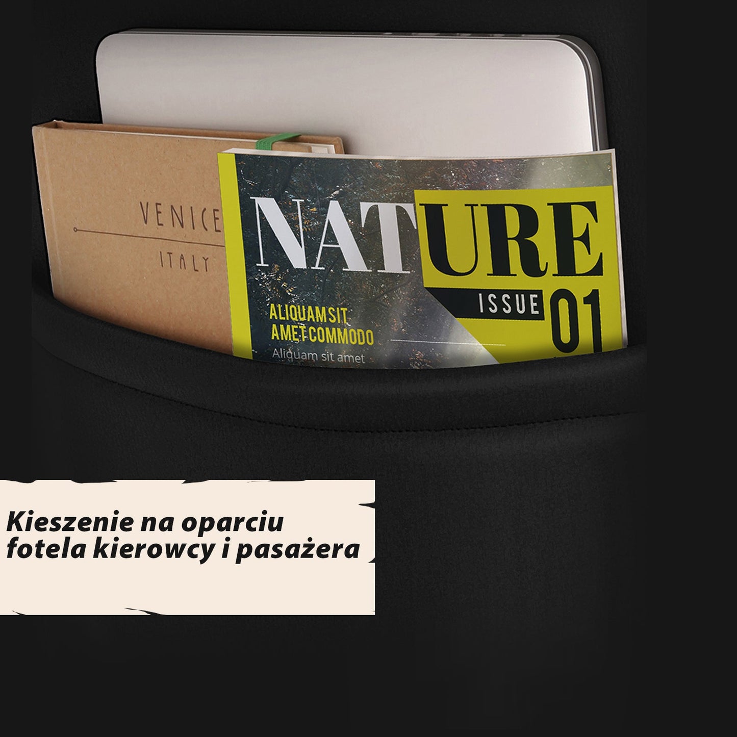 Pokrowce lotnicze na przednie fotele samochodowe PARIS - szaro czarne (przód)