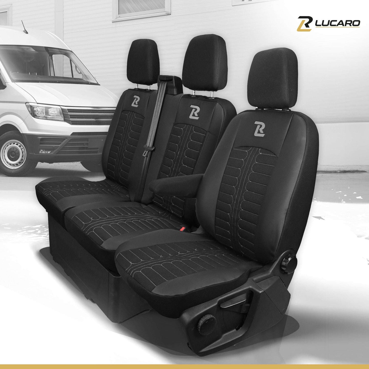 Pokrowce na fotele TORNADO Ford Transit, Transit Custom od 2013 1+2 CZARNO - SZARY