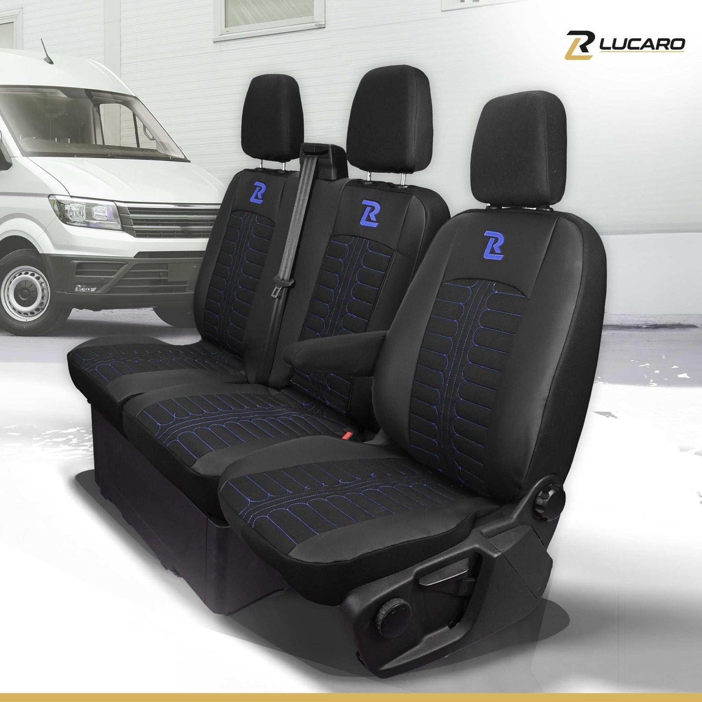 Pokrowce na fotele TORNADO Ford Transit, Transit Custom od 2013 1+2 CZARNO - NIEBIESKI