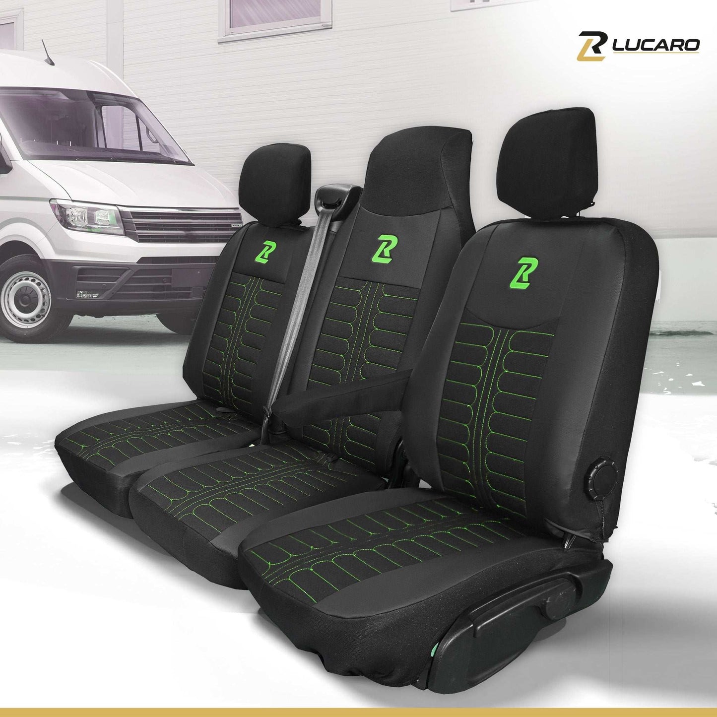 Pokrowce na fotele TORNADO Renault Master 3, Opel Movano B, Nissan NV400 - CZARNO - ZIELONY