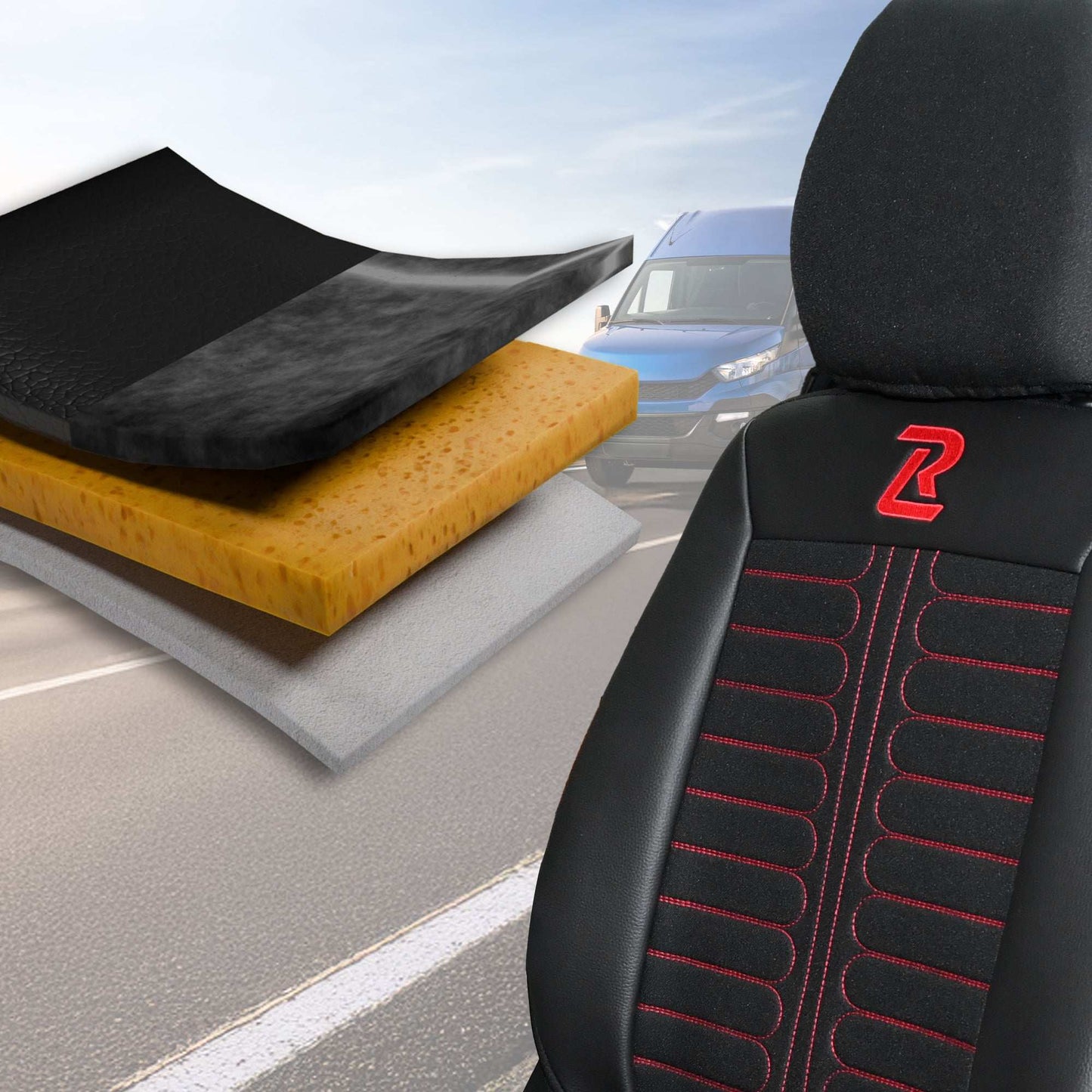 Pokrowce na fotele TORNADO Iveco Daily od 2014 1+2 - Czarny