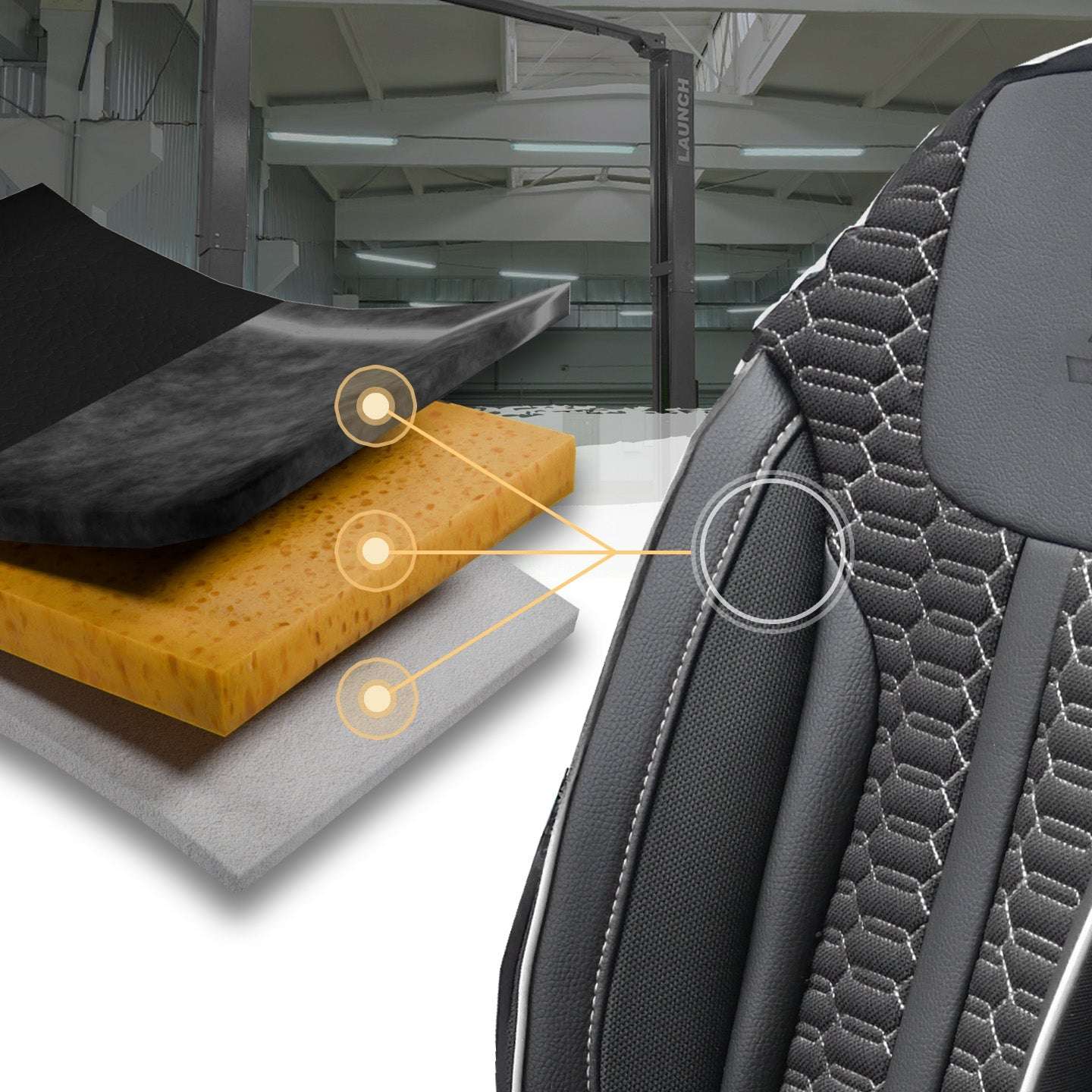 Pokrowce na fotele samochodowe ZETA - Czarno szara (Komplet)