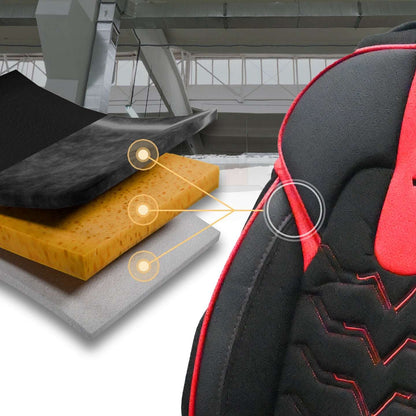 Pokrowce na fotele samochodowe OPTIMUS - CZARNO CZERWONY (KOMPLET) 