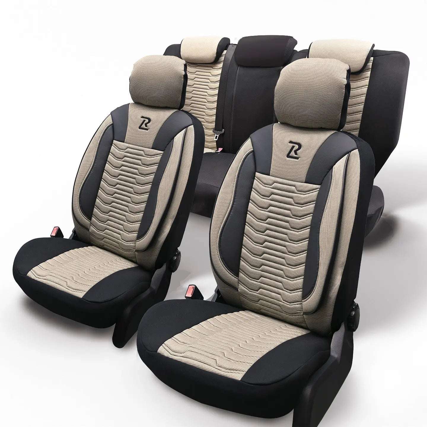 Pokrowce na fotele samochodowe PARIS - Beżowo czarne (KOMPLET) 