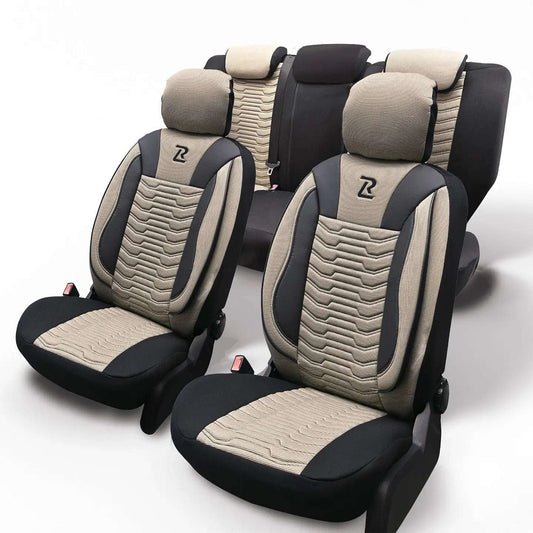 Pokrowce na fotele samochodowe PARIS - Beżowo czarne (KOMPLET) 