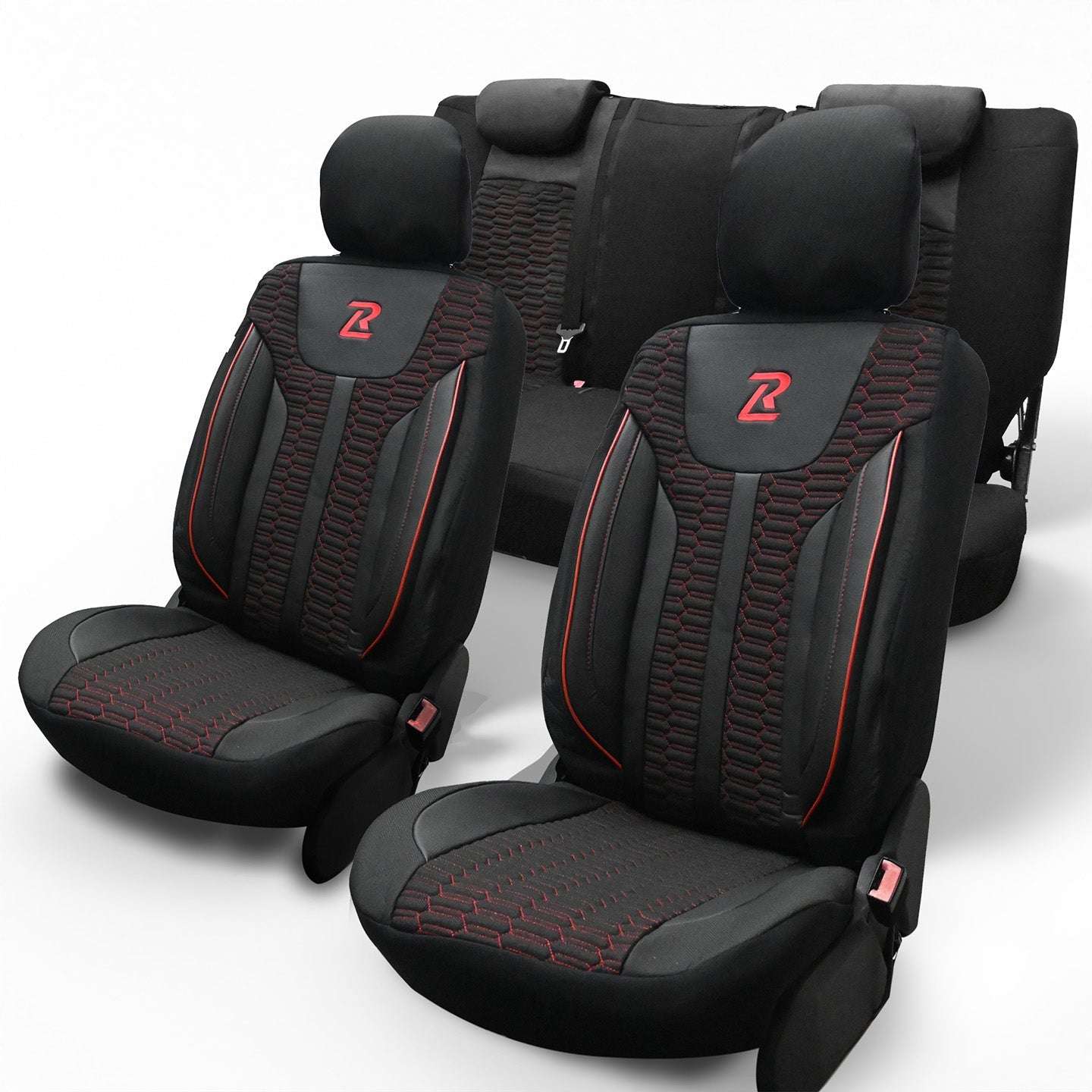 Pokrowce na fotele samochodowe ZETA - Czarno czerwone (Komplet) 