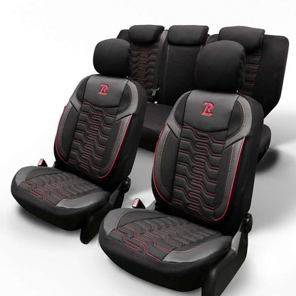 Pokrowce na fotele samochodowe BERLIN - Czarno czerwone (KOMPLET) 