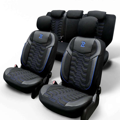 Pokrowce na fotele samochodowe BERLIN – Czarno niebieskie (KOMPLET) 