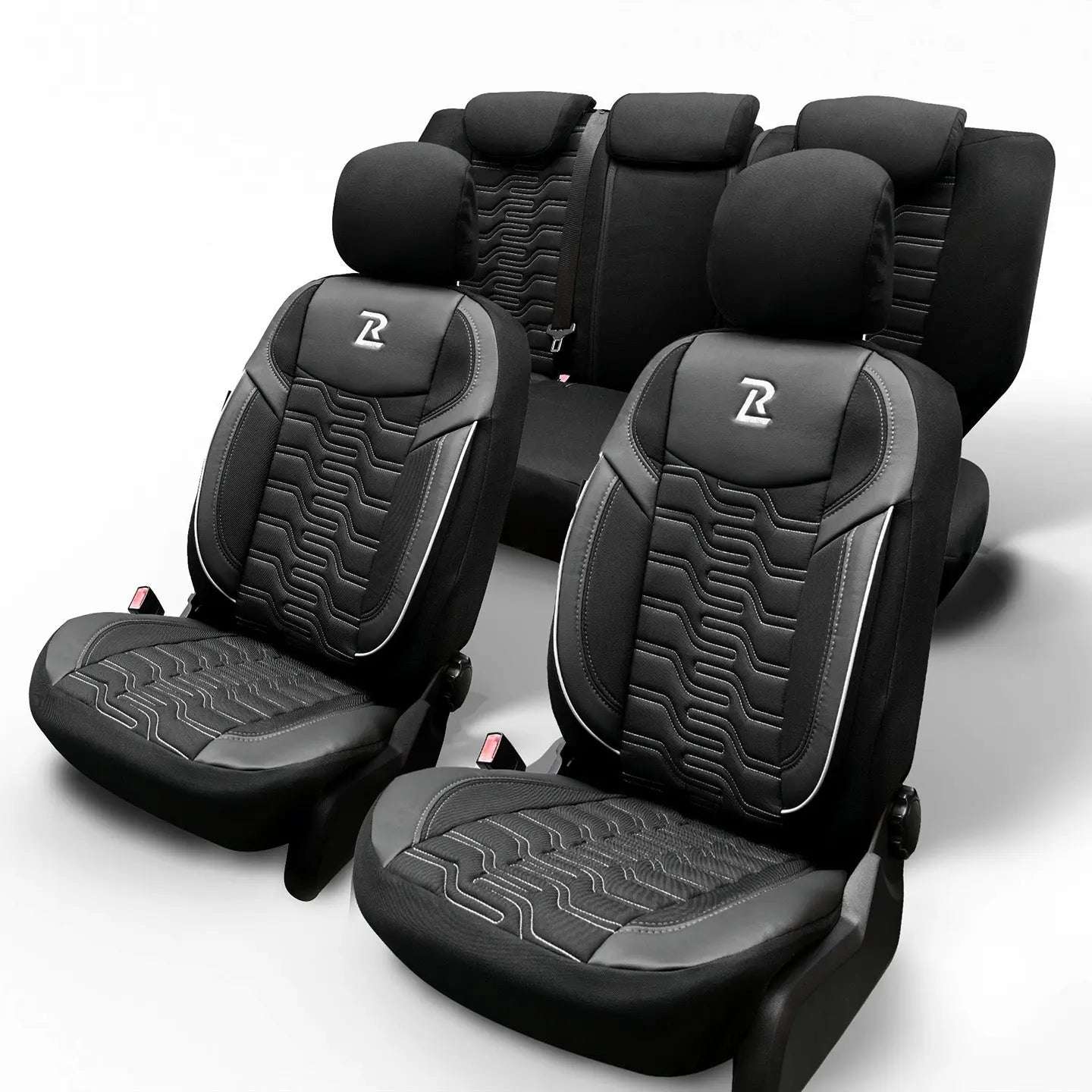 Pokrowce na fotele samochodowe BERLIN - Czarno szare (KOMPLET) 