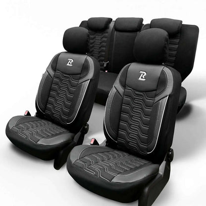 Pokrowce na fotele samochodowe BERLIN - Czarno szare (KOMPLET) 