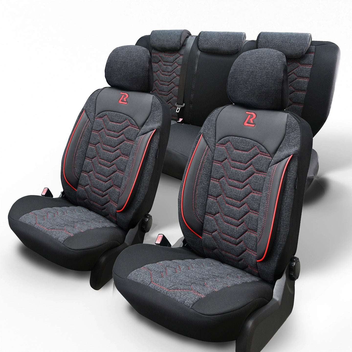 Pokrowce na fotele samochodowe KOS - Czarno czerwone 