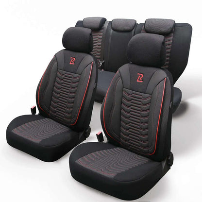 Pokrowce na fotele samochodowe PARIS - Czarno czerwone (KOMPLET) 