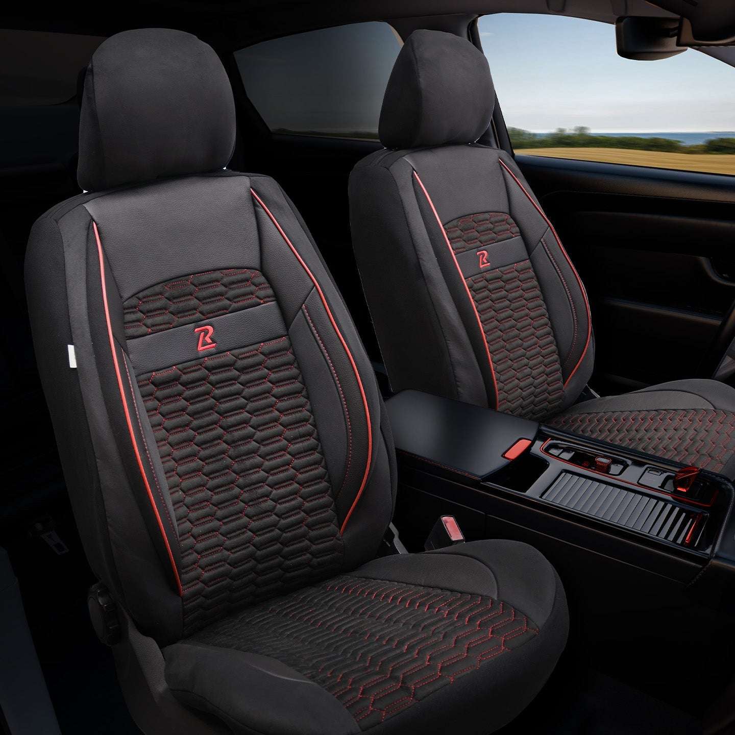 Pokrowce na fotele samochodowe TORO - Czarno czerwone 