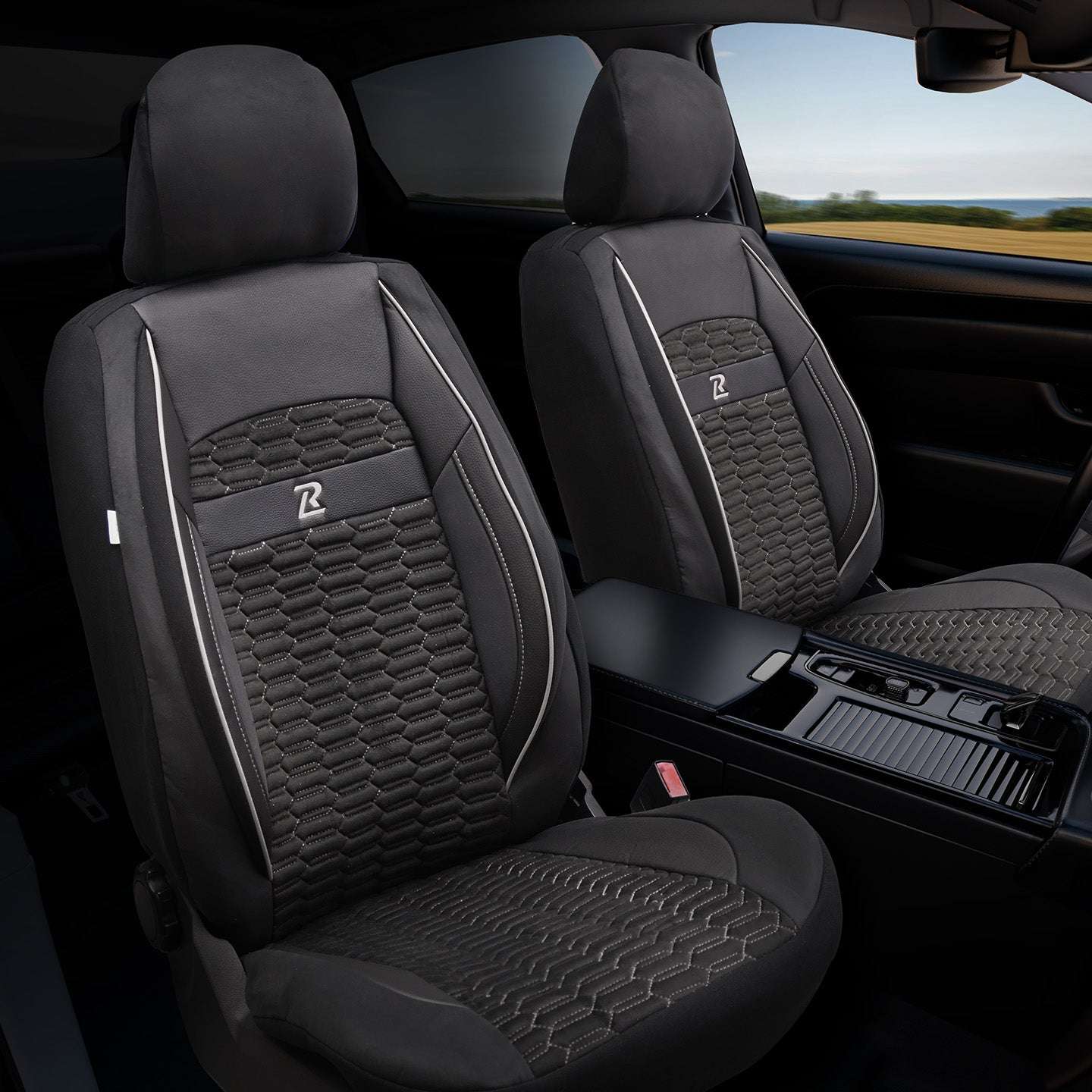 Pokrowce na fotele samochodowe TORO - Czarno szare 