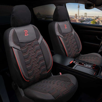 Pokrowce na fotele samochodowe BERLIN - Czarno czerwone (KOMPLET) 