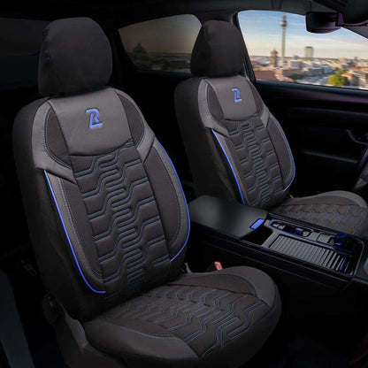 Pokrowce na fotele samochodowe BERLIN – Czarno niebieskie (KOMPLET) 