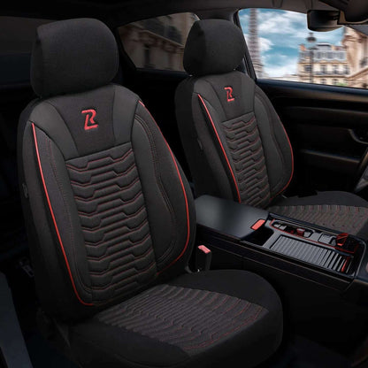Pokrowce na fotele samochodowe PARIS - Czarno czerwone (KOMPLET) 