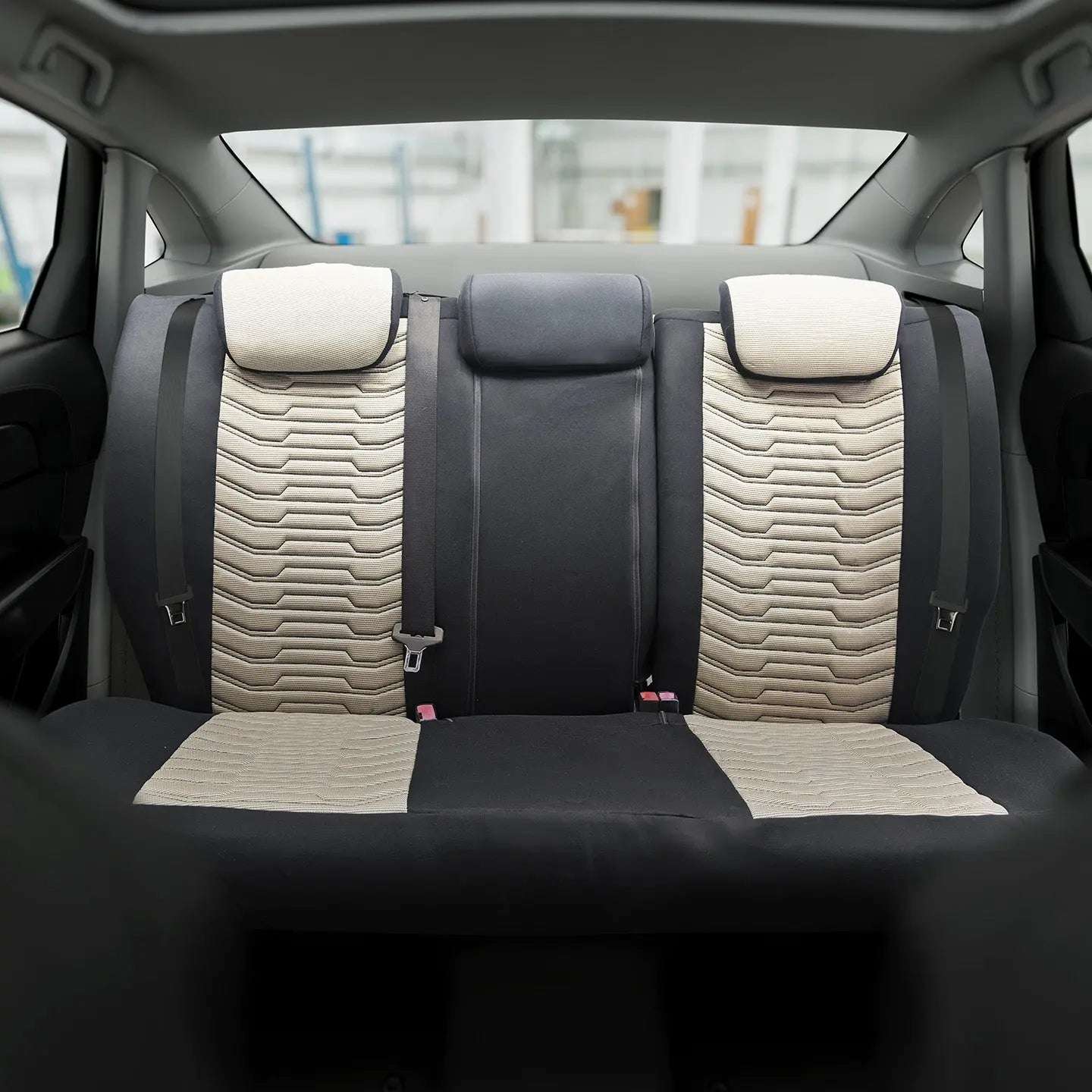 Pokrowce na fotele samochodowe PARIS - Beżowo czarne (KOMPLET) 