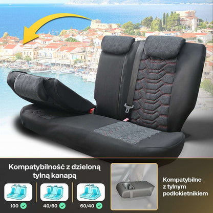 Pokrowce na fotele samochodowe KOS - Czarno czerwone 