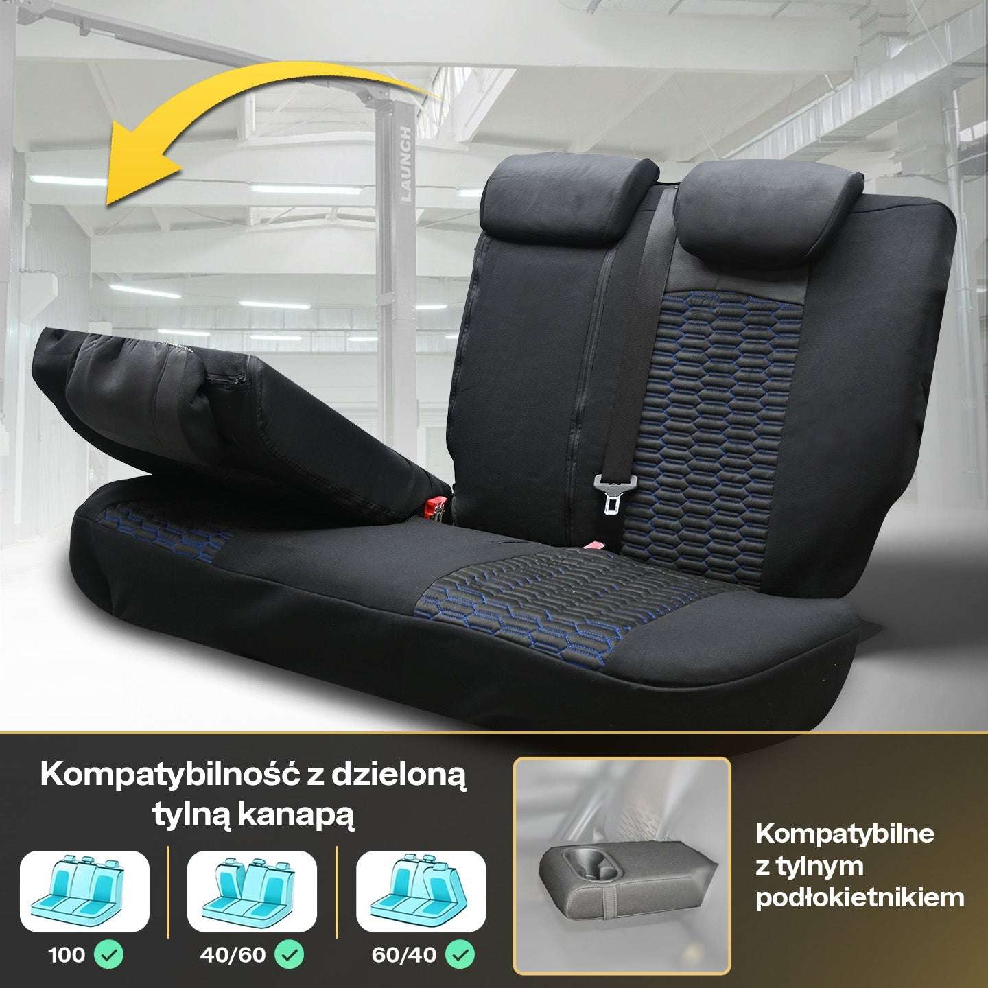 Pokrowce na fotele samochodowe TORO - Czarno niebieskie 