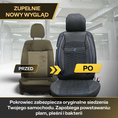Pokrowce na fotele samochodowe TORO - Czarno niebieskie 
