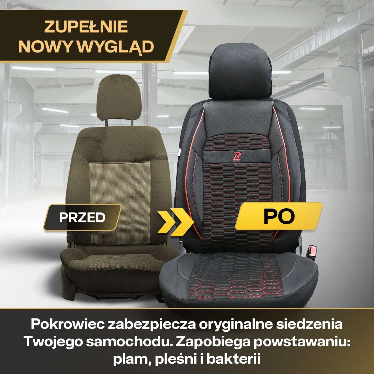 Pokrowce na fotele samochodowe TORO - Czarno czerwone 