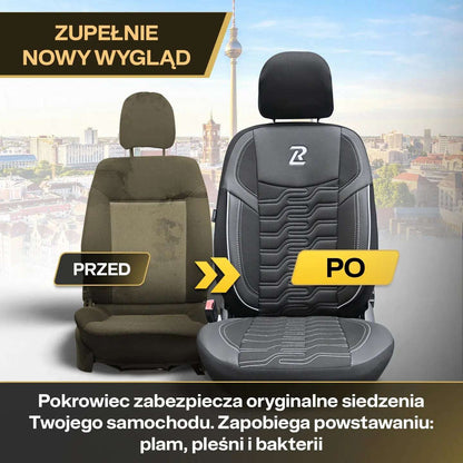 Pokrowce na fotele samochodowe BERLIN - Czarno szare (KOMPLET) 