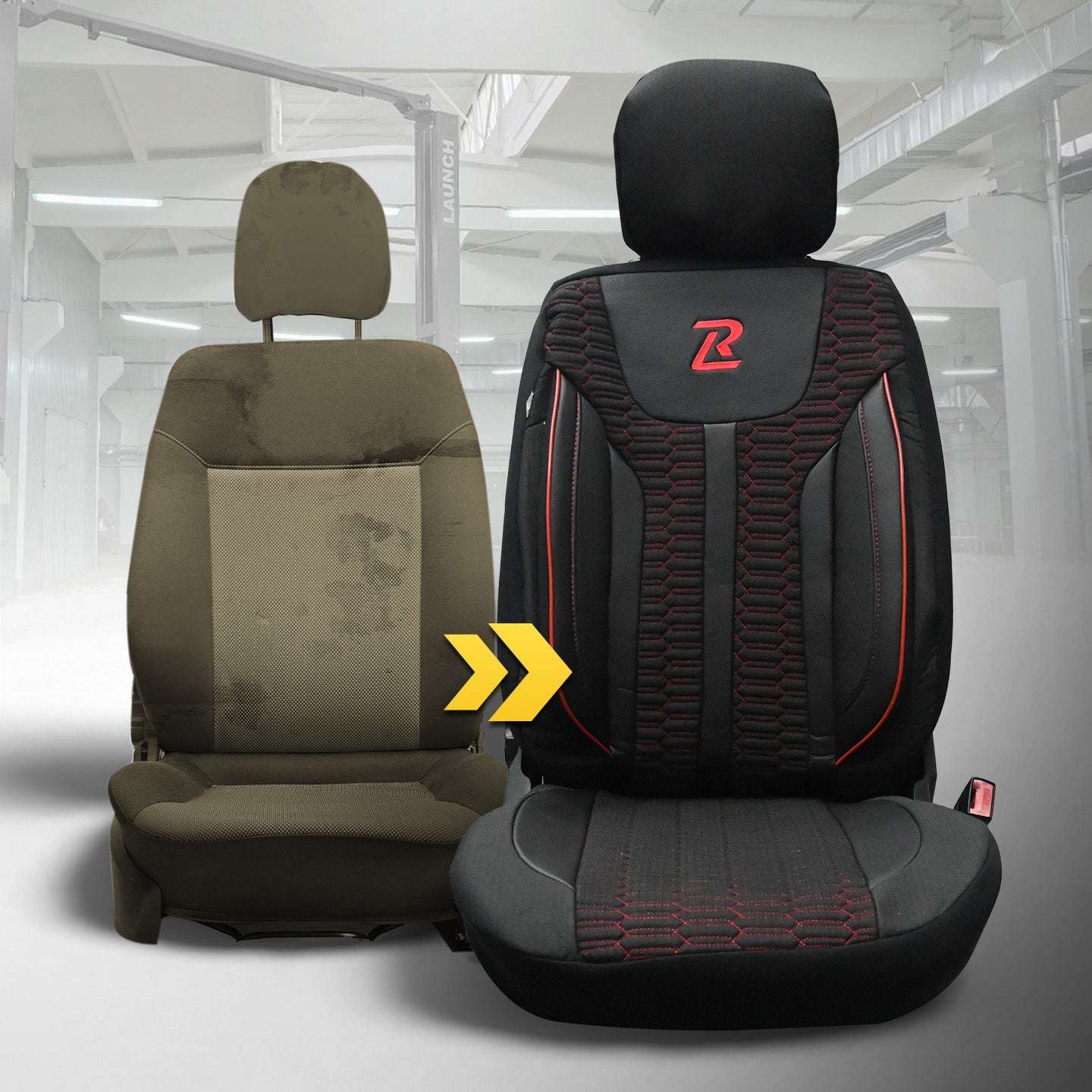 Pokrowce na fotele samochodowe ZETA - Czarno czerwone (Komplet) 