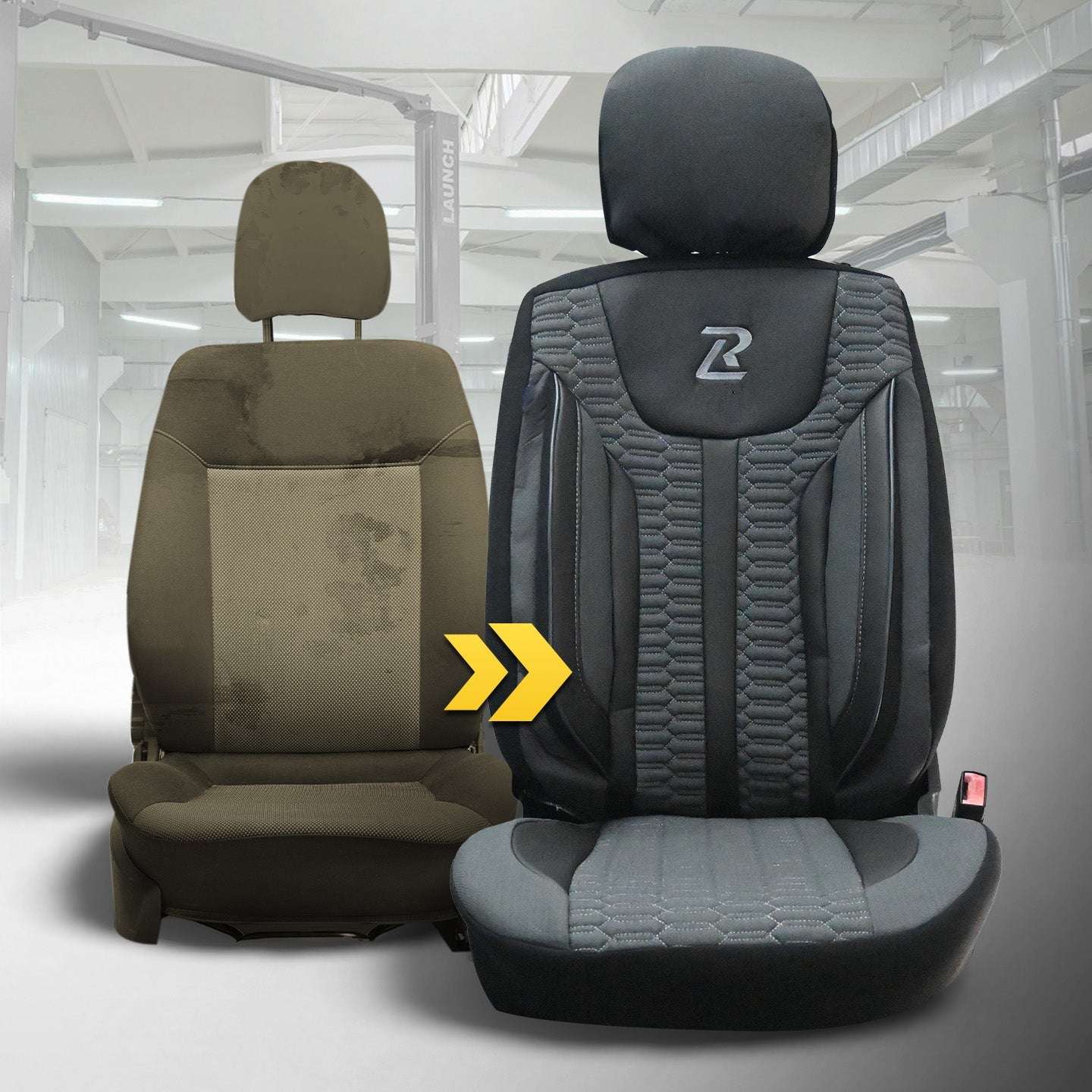 Pokrowce na fotele samochodowe ZETA - Szaro czarna (Komplet) 
