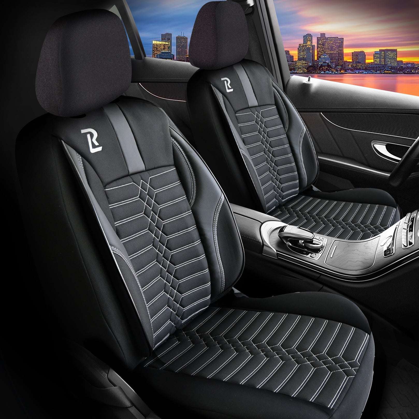 Pokrowce na fotele samochodowe VENUS - CZARNO SZARY (KOMPLET) 