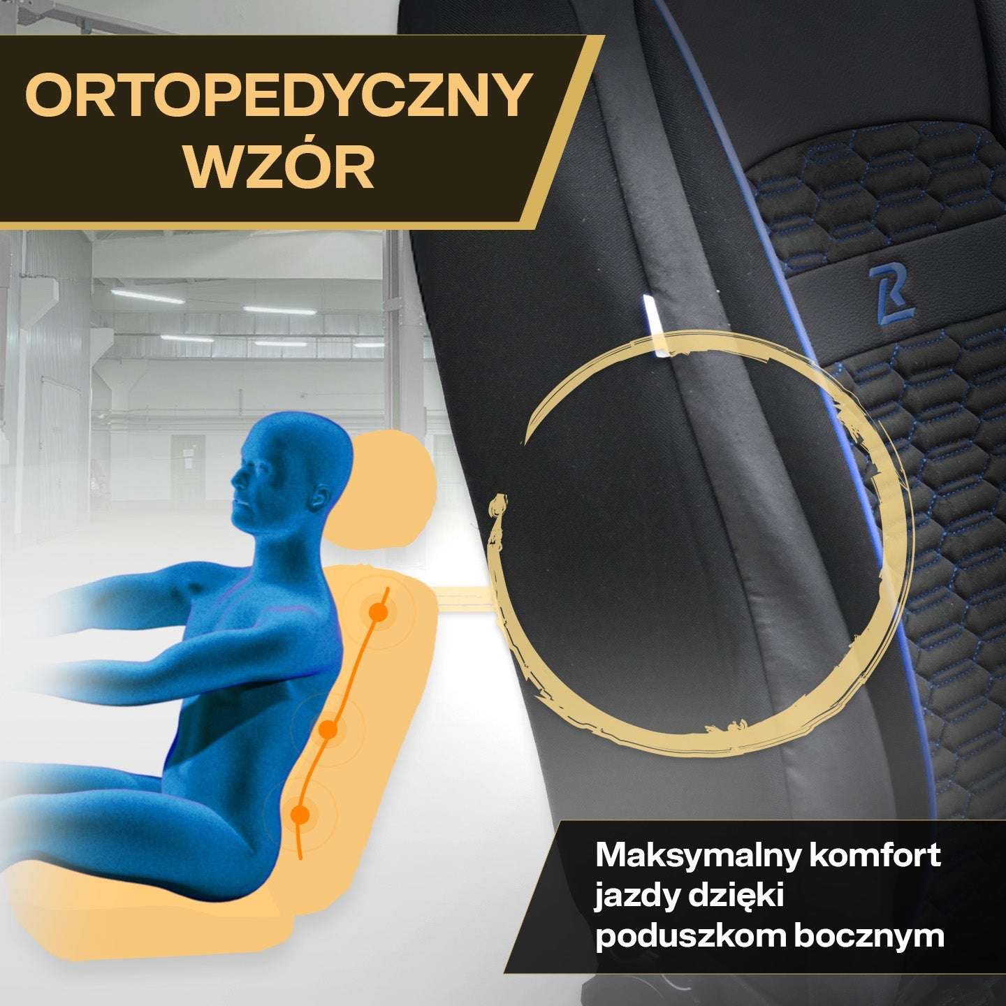 Pokrowce na fotele samochodowe TORO - Czarno niebieskie 