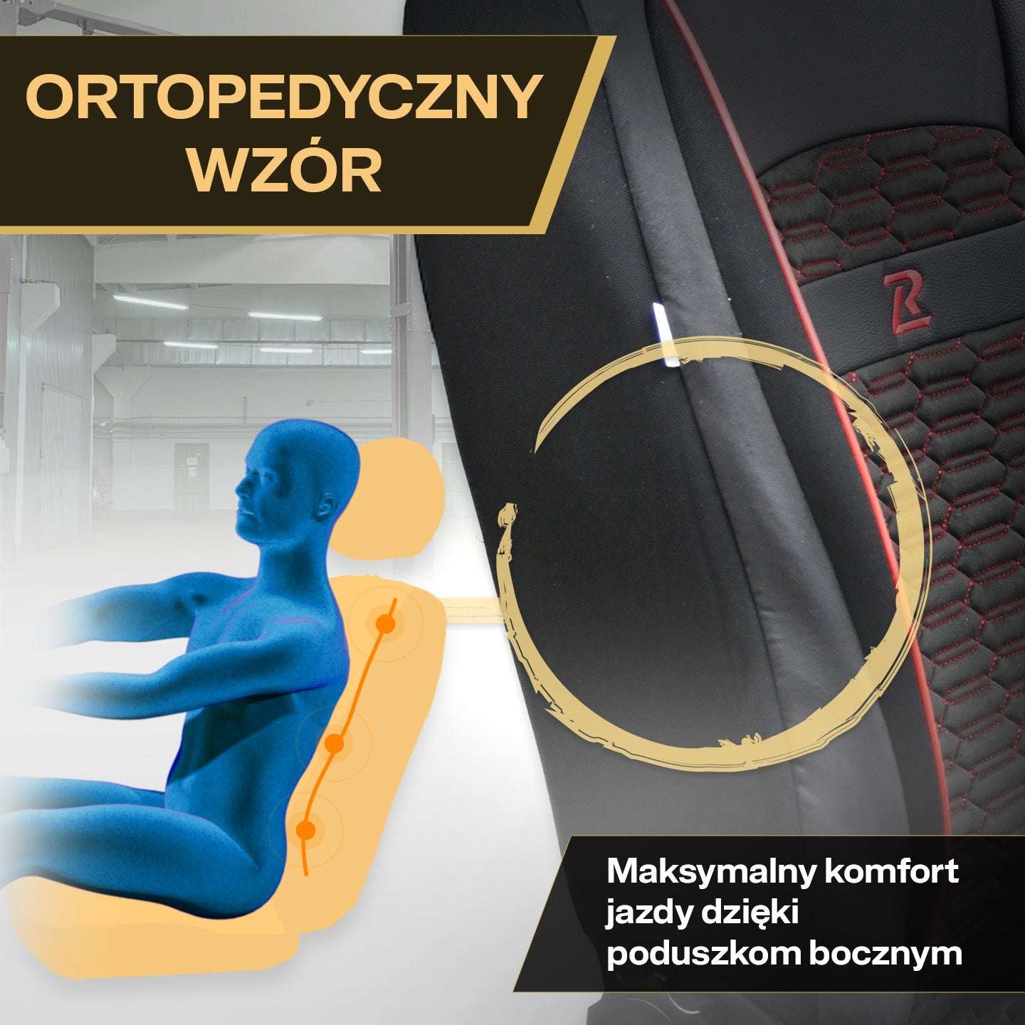 Pokrowce na fotele samochodowe TORO - Czarno czerwone 