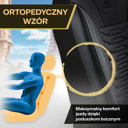 Pokrowce na fotele samochodowe PARIS - Szaro czarne (KOMPLET) 