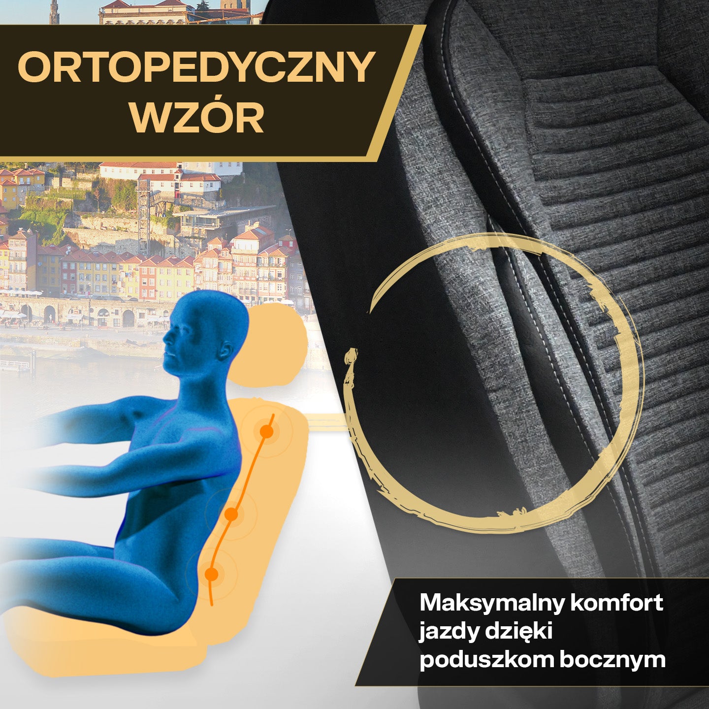 PORTO Car Seat Covers - Dark Gray