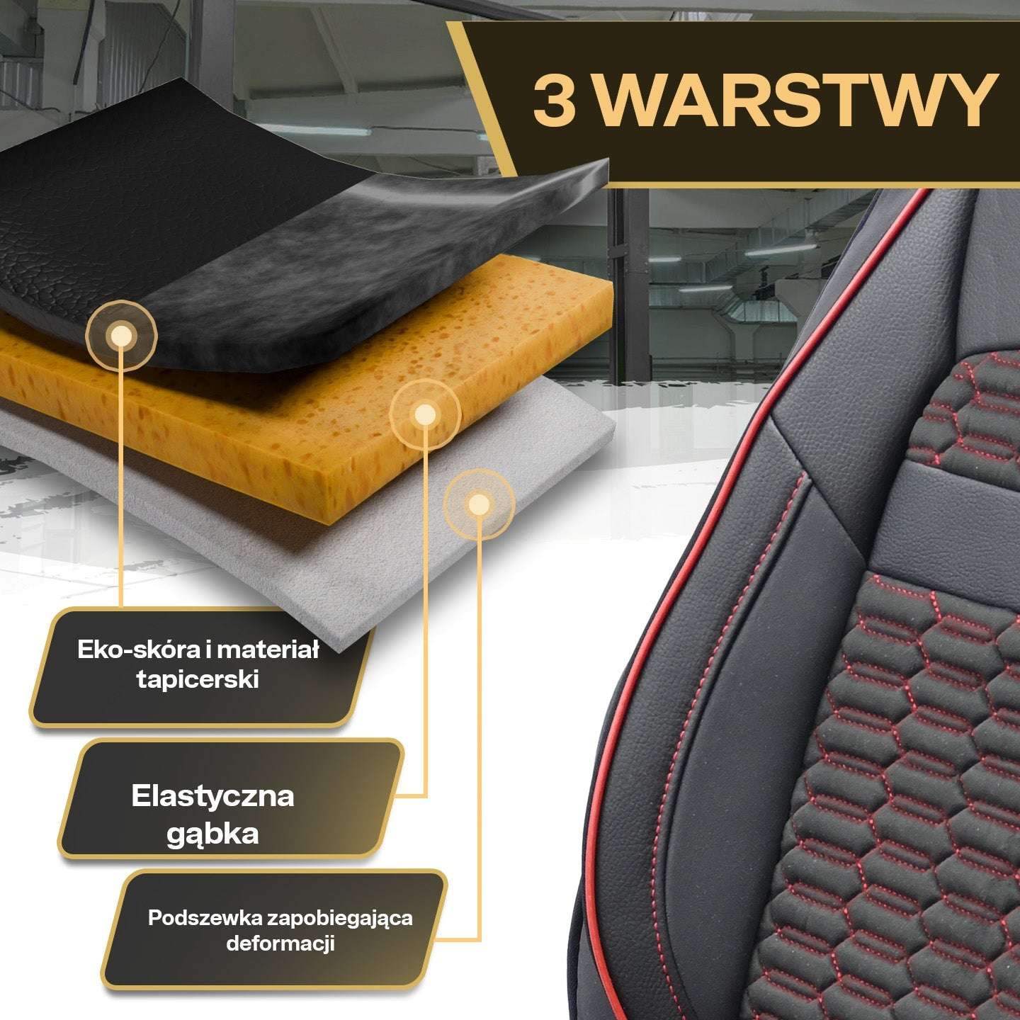 Pokrowce na fotele samochodowe TORO - Czarno czerwone 