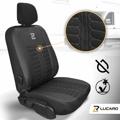 Pokrowce na fotele TORNADO Renault Master 3, Opel Movano B, Nissan NV400 - CZARNO - SZARY 