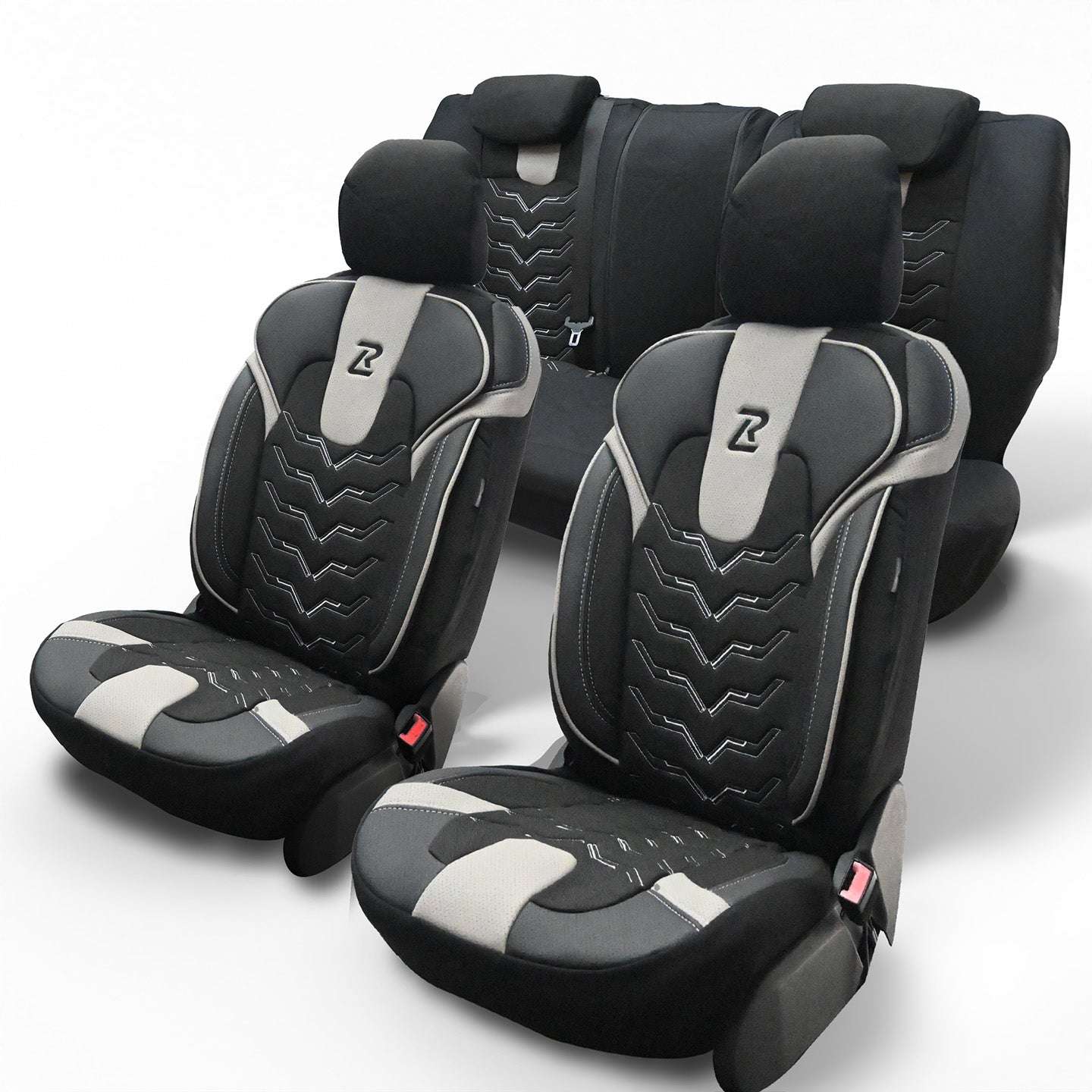 Pokrowce na fotele samochodowe OPTIMUS - CZARNO SZARY (KOMPLET) 
