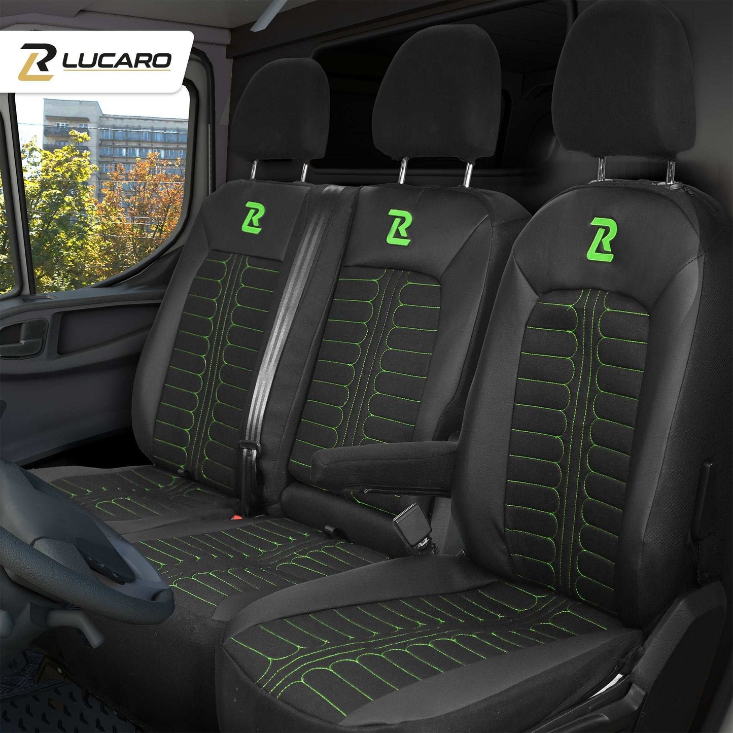 Pokrowce na fotele samochodowe TORNADO Volkswagen Crafter 2, MAN TGE 1+2 Czarno - Zielone 