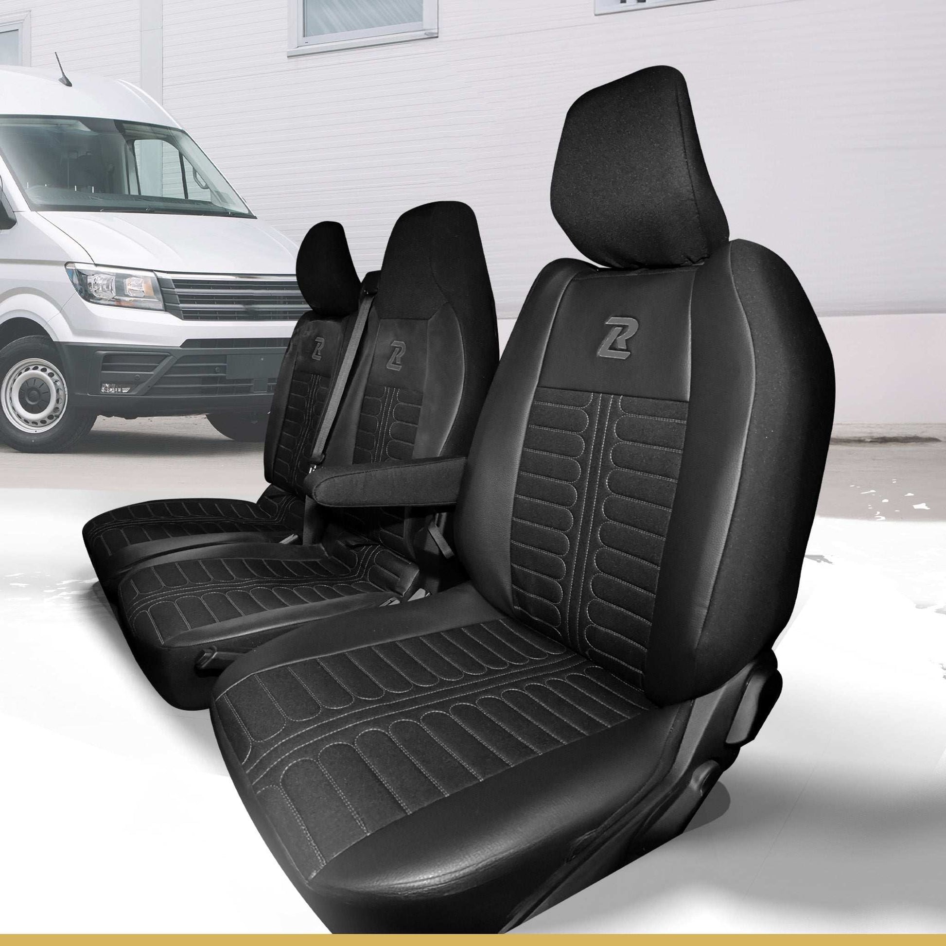 Pokrowce na fotele TORNADO Renault Master 4, Nissan Interstar 3 (Oparcie dzielone, siedzisko dzielone) CZARNO - SZARY 