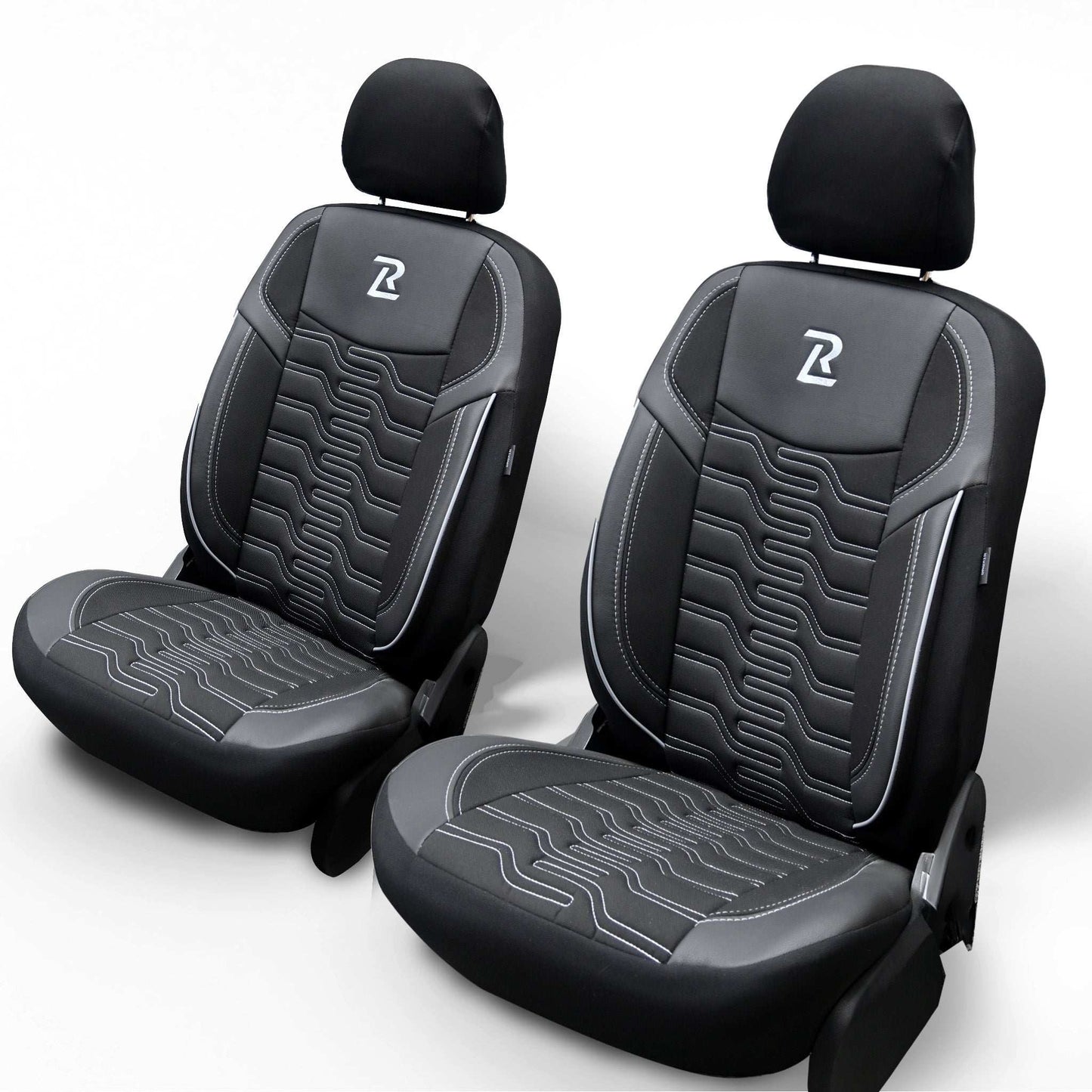 Pokrowce na fotele samochodowe BERLIN - Czarno szare (PRZÓD) 