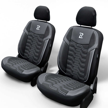 Pokrowce na fotele samochodowe BERLIN - Czarno szare (PRZÓD) 